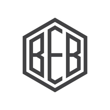 üç harfli baş harfleri altıgen logo siyah