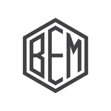üç harfli baş harfleri altıgen logo siyah