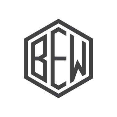 üç harfli baş harfleri altıgen logo siyah