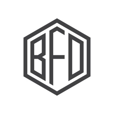 üç harfli baş harfleri altıgen logo siyah