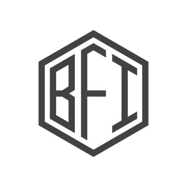 üç harfli baş harfleri altıgen logo siyah