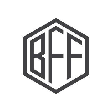 üç harfli baş harfleri altıgen logo siyah