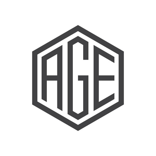 3 буквы инициалы шестиугольник логотип черный
