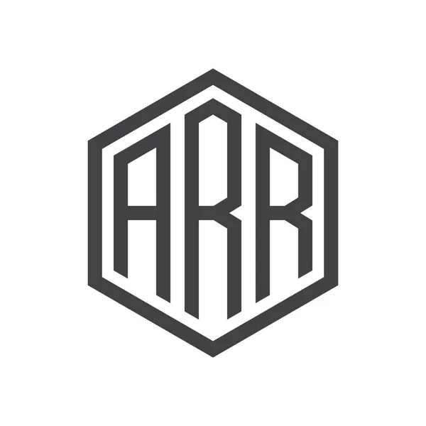 Trois lettres initiales hexagone logo noir — Image vectorielle