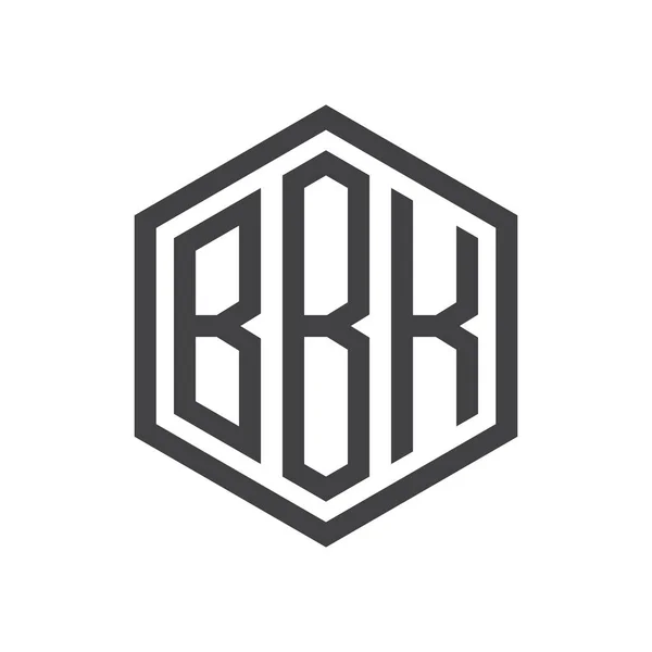 Üç harfli baş harfleri altıgen logo siyah — Stok Vektör