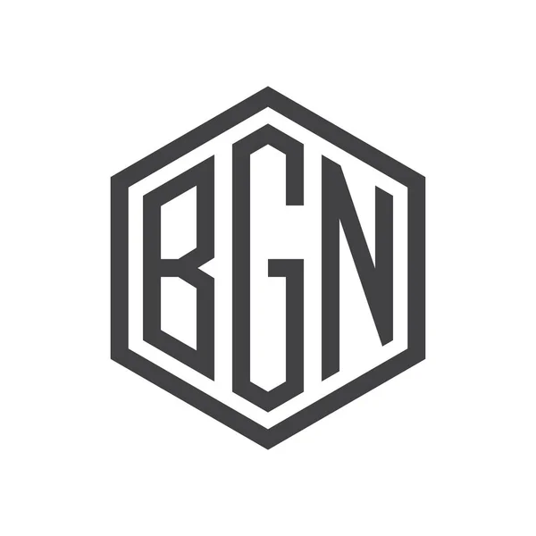 3 буквы инициалы шестиугольник логотип черный — стоковый вектор