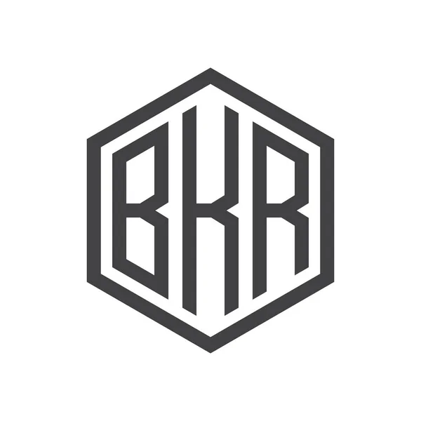Üç harfli baş harfleri altıgen logo siyah — Stok Vektör