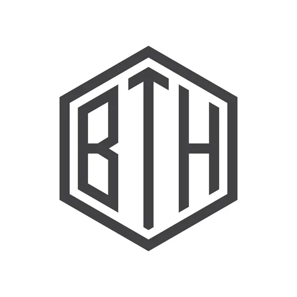 Trois lettres initiales hexagone logo noir — Image vectorielle