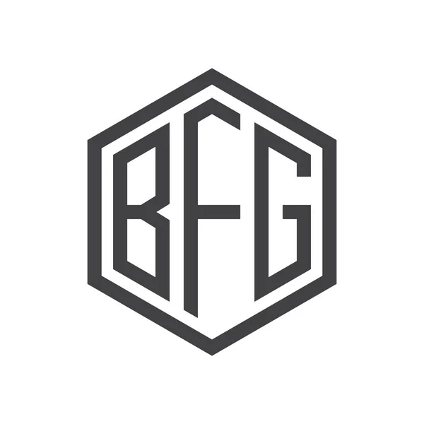 Iniciais de três letras hexágono logotipo preto — Vetor de Stock