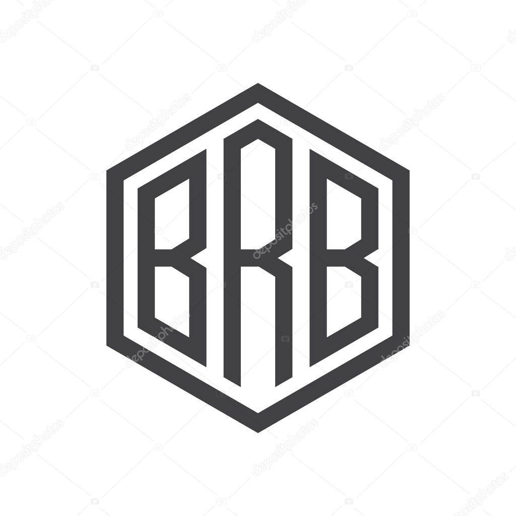 Three-letter initials hexagon logo black sign symbol