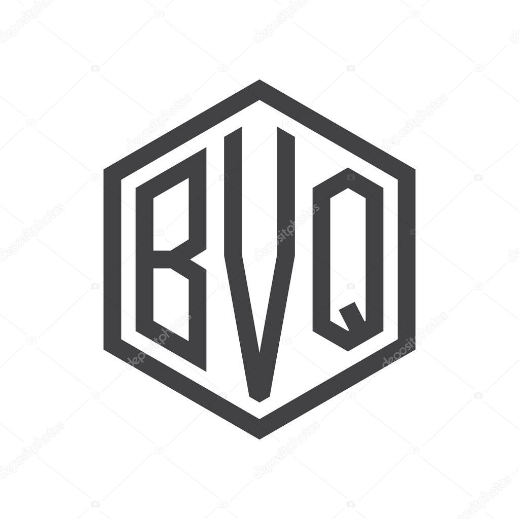 Three-letter initials hexagon logo black sign symbol
