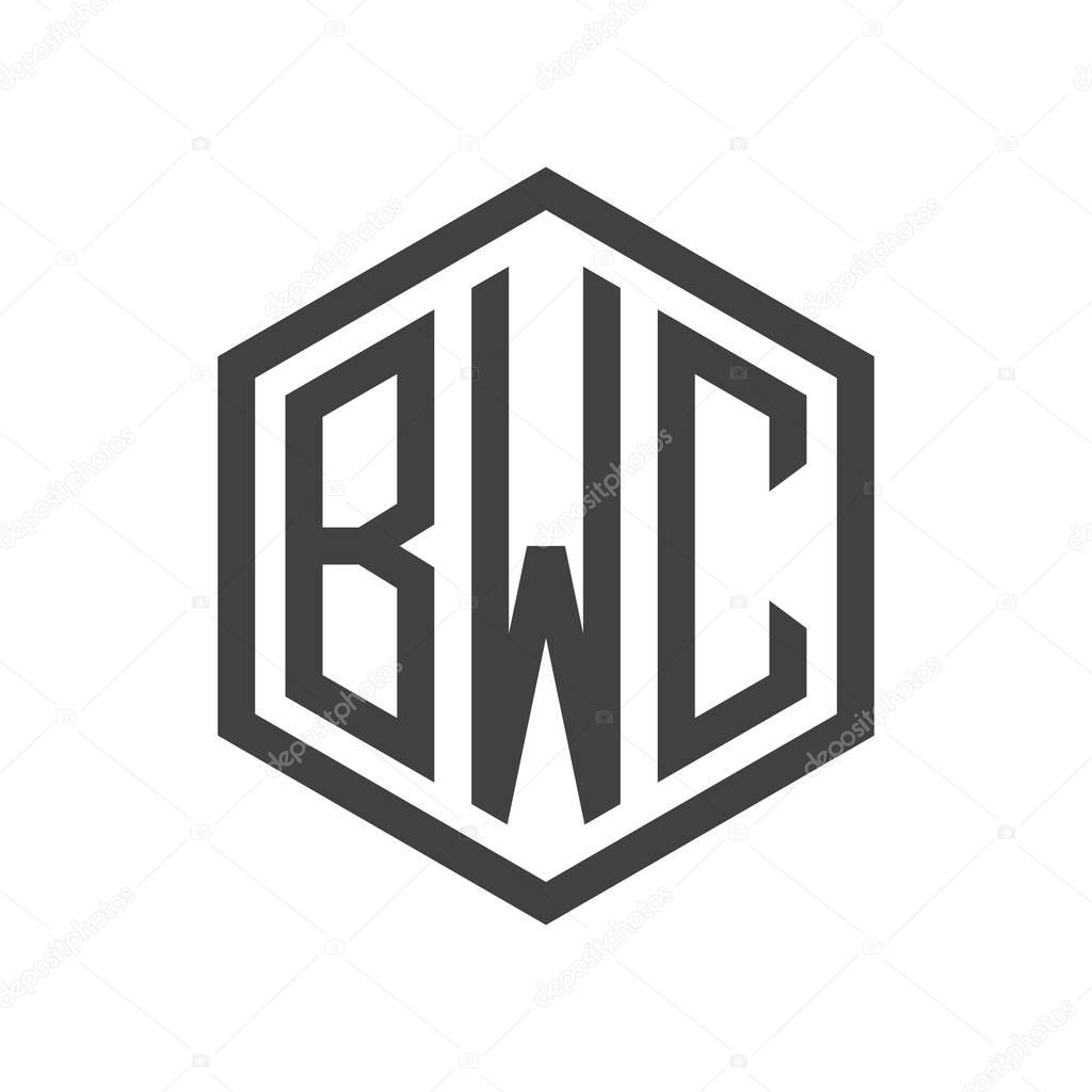 Three-letter initials hexagon logo black sign symbol