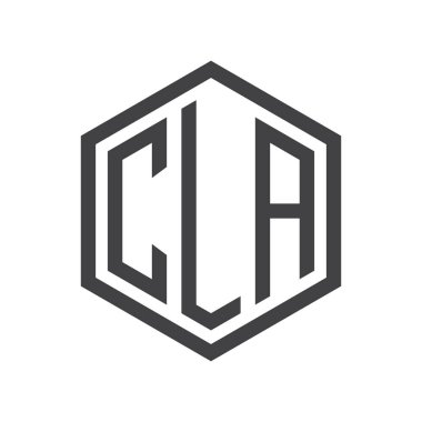 üç harfli baş harfleri altıgen logo siyah