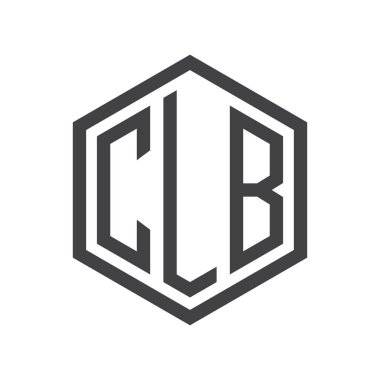 üç harfli baş harfleri altıgen logo siyah