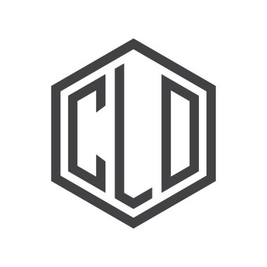 üç harfli baş harfleri altıgen logo siyah