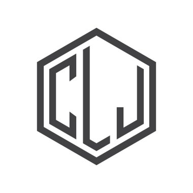 üç harfli baş harfleri altıgen logo siyah