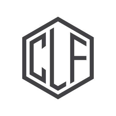 üç harfli baş harfleri altıgen logo siyah