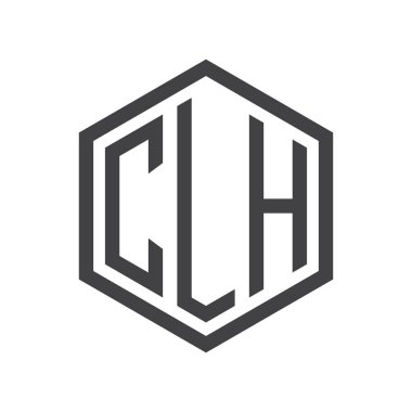 üç harfli baş harfleri altıgen logo siyah