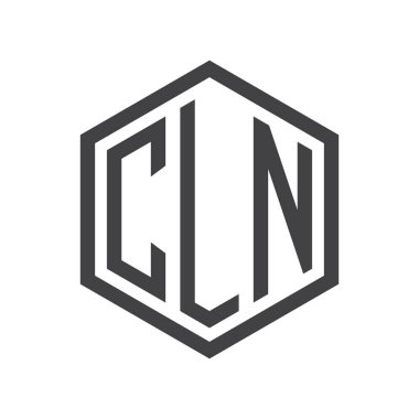 üç harfli baş harfleri altıgen logo siyah