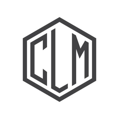 üç harfli baş harfleri altıgen logo siyah