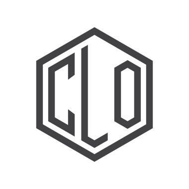 üç harfli baş harfleri altıgen logo siyah