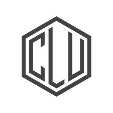 üç harfli baş harfleri altıgen logo siyah