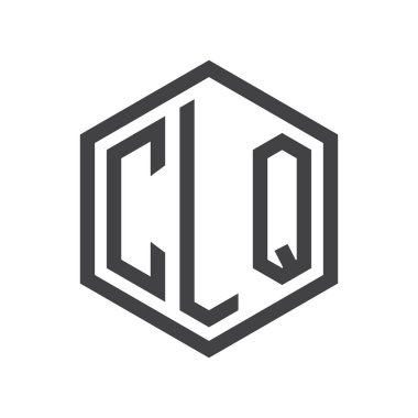 üç harfli baş harfleri altıgen logo siyah