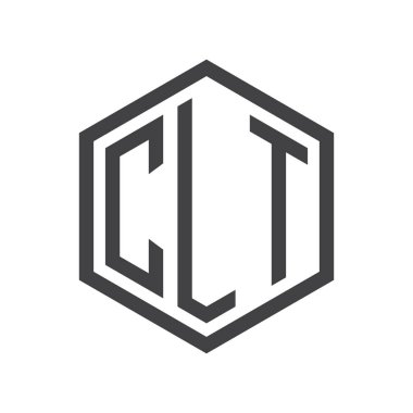 üç harfli baş harfleri altıgen logo siyah