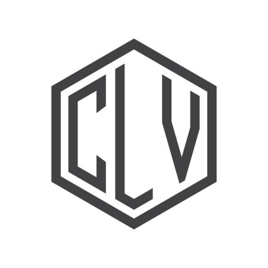 üç harfli baş harfleri altıgen logo siyah