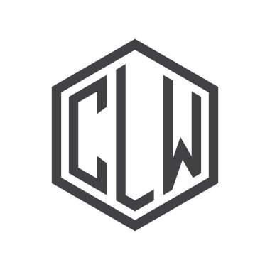 üç harfli baş harfleri altıgen logo siyah