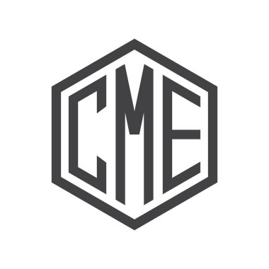 üç harfli baş harfleri altıgen logo siyah