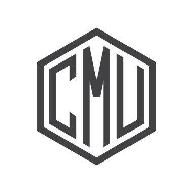 üç harfli baş harfleri altıgen logo siyah