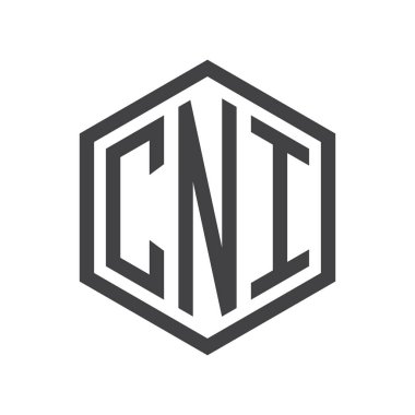 üç harfli baş harfleri altıgen logo siyah