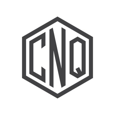 üç harfli baş harfleri altıgen logo siyah