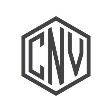 üç harfli baş harfleri altıgen logo siyah