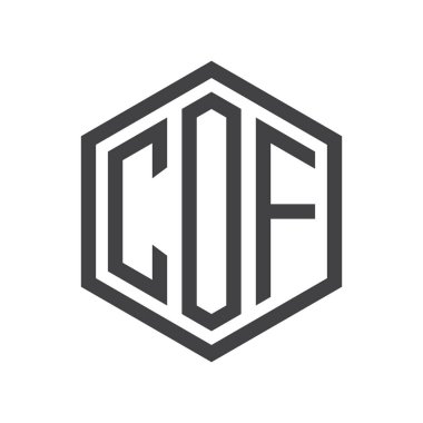 üç harfli baş harfleri altıgen logo siyah