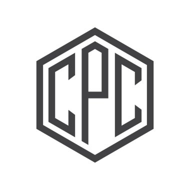 üç harfli baş harfleri altıgen logo siyah