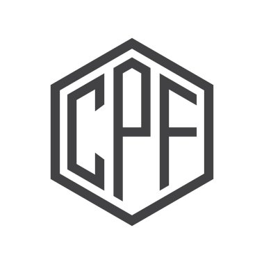 üç harfli baş harfleri altıgen logo siyah