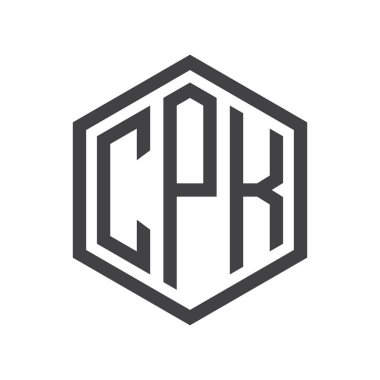 üç harfli baş harfleri altıgen logo siyah