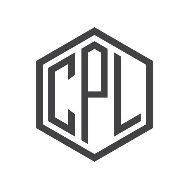 üç harfli baş harfleri altıgen logo siyah