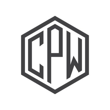 üç harfli baş harfleri altıgen logo siyah