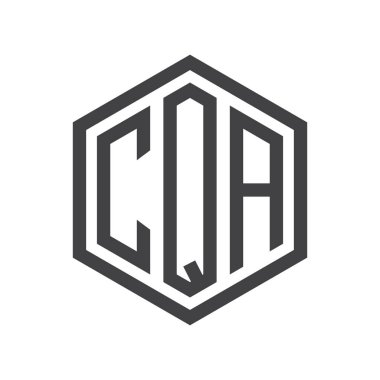 üç harfli baş harfleri altıgen logo siyah