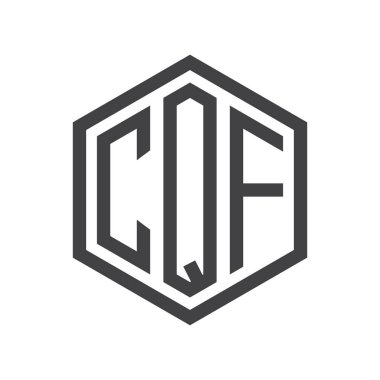 üç harfli baş harfleri altıgen logo siyah