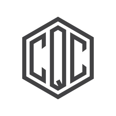 üç harfli baş harfleri altıgen logo siyah