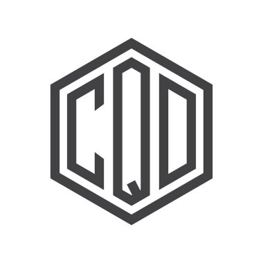 üç harfli baş harfleri altıgen logo siyah