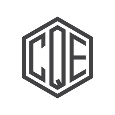 üç harfli baş harfleri altıgen logo siyah