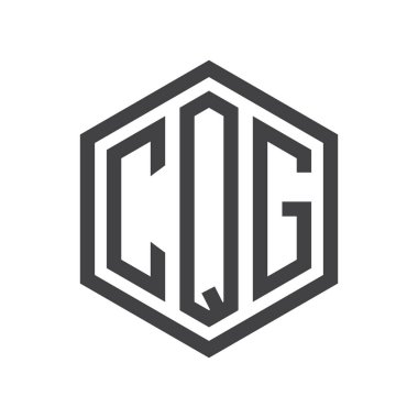 üç harfli baş harfleri altıgen logo siyah