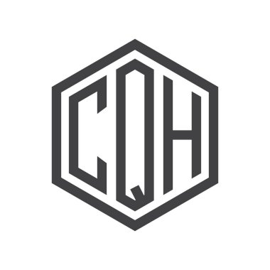 üç harfli baş harfleri altıgen logo siyah