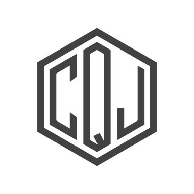 üç harfli baş harfleri altıgen logo siyah