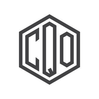 üç harfli baş harfleri altıgen logo siyah